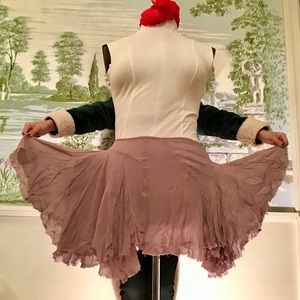 Topshop Taupe Silk Mini Skirt